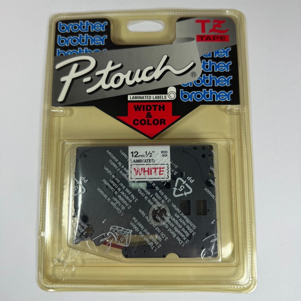Brother P-Touch TZ232 Label Tape 12mm 1/2 in. Red on White‎ Laminated Japan